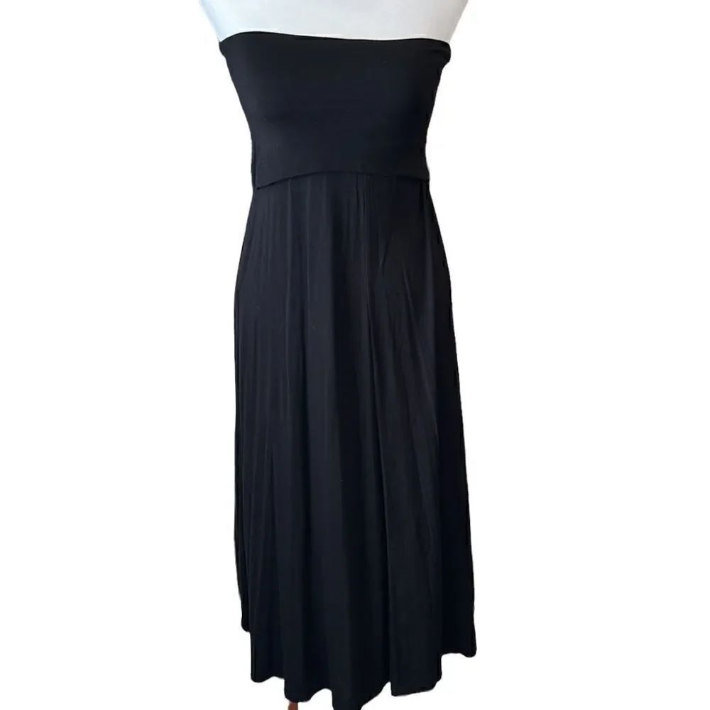 A.N.A black fold over waist maxi skirt or wear as a dress GUC